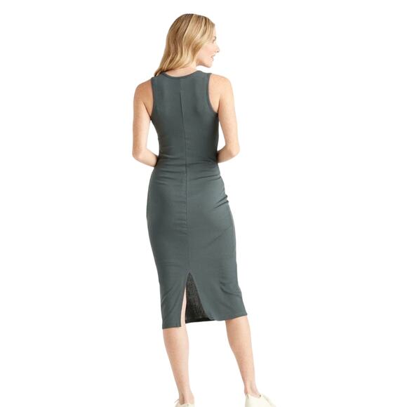 Quince Ribbed Midi Dress Medium Minimalist Bodycon - Picture 2 of 8